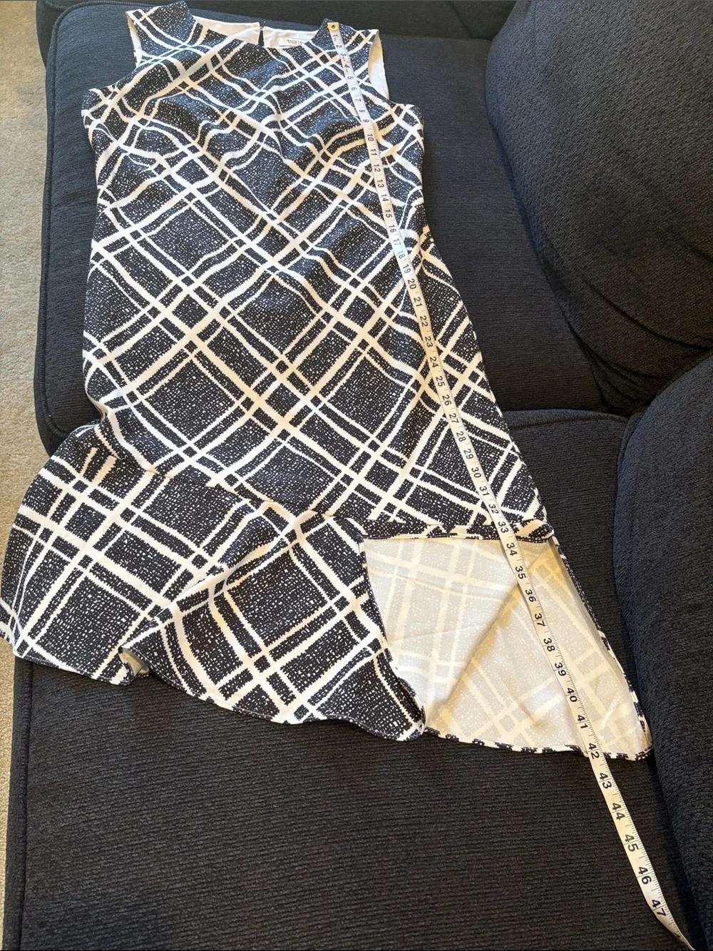 White House Black Market Black and White Plaid Midi Skirt-Size 8